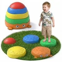 NEOLYMP Stapelspielzeug Kids Balanciersteine für Kinder 5er Set TÜV zertifizierte Stapelsteine, rutschfeste Trittsteine, Motorik Spielzeug für Balance & Koordination
