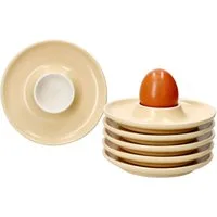 Ritzenhoff & Breker Eierbecher Ritzenhoff 6x Jasper Eierbecher mit Ablage Vanille Steingut 6 Personen