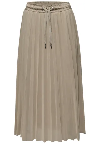 Street One - Plisseerock aus Mesh in Midi-Länge mit Tunnelzug beige - Gr. - 42
