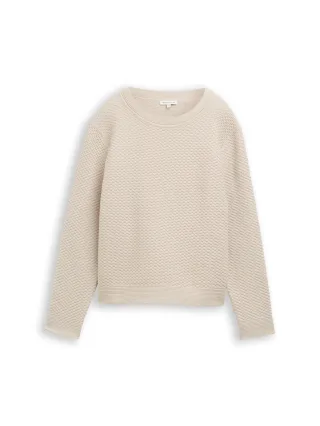 Tom Tailor - Strickpullover mit Rundhalsausschnitt sand stone beige - Gr. - XXL