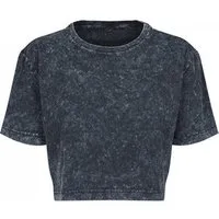 Build Your Brand Rundhalsshirt Damen Acid Washed Cropped Tee