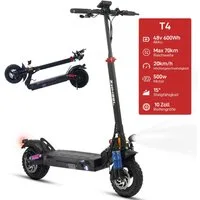 ZWHEEL E-Scooter mit Straßenzulassung 10 Zoll, 600Wh E-roller, max. 70km, klappbar, 500 W, 20 km/h, (bis zu 120kg, Doppelscheibenbremsen, höhenverstellbar), 4 Stoßdämpfer, Elektroroller mit Blinker, Offroad-Luftreifen