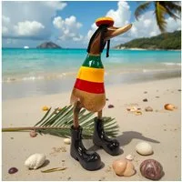 Kinaree Dekofigur Deko Rasta Ente aus Bambus, Naturprodukt, Unikate, Handmade