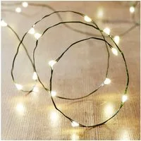 Lights4fun LED-Lichterkette 50er LED Micro Lichterkette warmweiß grüner Draht