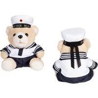 MFH Kuscheltier Teddybär, Marine, mit Anzug und Kappe, ca. 28 cm