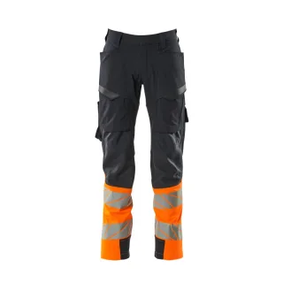 MASCOT Herren Hose mit Schenkeltaschen ACCELERATE SAFE Schwarzblau / Hi-vis Orange 49 - 19379-510-01014-82C49