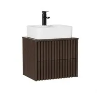 UEV Waschtisch mit Unterschrank hängend Keramik Waschbecken (Packung, Komplett-Set Badmöbel, Badezimmmer Schrank), Waschbeckenunterschrank mit Wasserhahn und Pop-up-Ablassventil