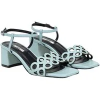 Desa DESA Damen-Sandalen aus Leder mit lasergeschnittenem Blockabsatz Sandale
