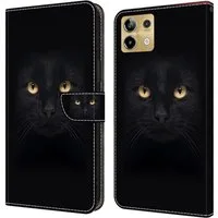 CLM-Tech Handytasche für Xiaomi Redmi Note 13 5G Hülle - Tasche aus Kunstleder Klapphülle (schwarzer Panther Augen, Handyhülle mit Standfunktion - Wallet Flip Case inklusive Kartenfächer), - Cover Etui mit Magnetverschluss - Redmi Note 13 5G Schutzhü