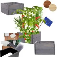Modo24 Hochbeet aus Massivholz, Kräuterbeet, Gartenbeet, Pflanzbeet, Blumenbeet, Kiefernholz, höhenverstellbar, viele Größen, 4 Farben