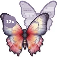 CUPCAKES & KISSES Einladungskarten 12x Schmetterling Einladungskarten Kindergeburtstag für Kinder, Schmetterling