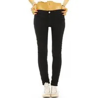 be styled Slim-fit-Jeans Low Waist Hose hüftige schwarze Slim Fit Röhrenhose - Damen - j42p mit Stretch-Anteil