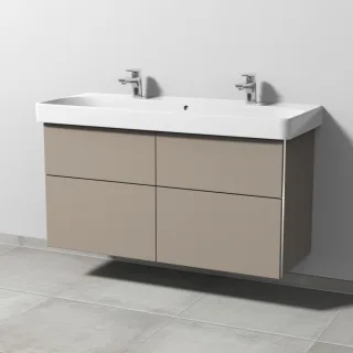 Sanipa 3way Waschtischunterbau zu Geberit Smyle Square Waschtisch mit 4 Auszügen, Sandgrau-Matt BS67367