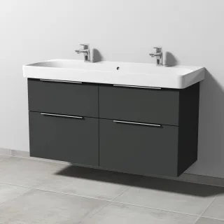 Sanipa 3way Waschtischunterbau zu Geberit Smyle Square Waschtisch mit 4 Auszügen, Graphit-Matt UP6731B