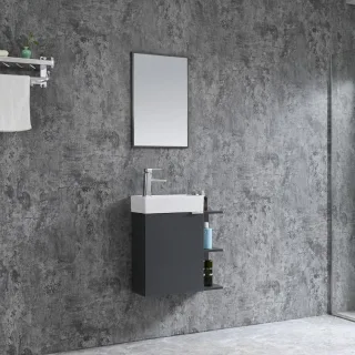 Neuesbad Serie 80 Gäste-Waschtischset B:55, H:60, T:22cm, grau NBHT55001