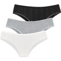 Vivance Jazz-Pants Slips (3er-Pack) aus feiner Pointelle-Ware mit Spitze, reine Baumwolle