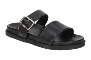 H?gl 0830 Schwarz Doppelriemen Pantoletten - bequeme Damenschuhe