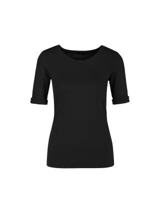 Marc Cain Essentials - Rundhals-Shirt mit halben Ärmeln black - Gr. - 38