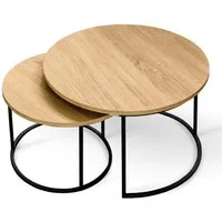 holz4home® Couchtisch Couchtisch 2er-Set MDF Sonoma Eiche I Runder Beistelltisch Industrial, Wohnzimmertisch kombinierbar