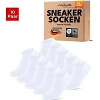 sockenkauf24 Sneakersocken Premium Sneaker Socken Herren & Damen mit Komfortbund ohne Gummidruck (Weiß, 10-Paar, 39-42) atmungsaktive gekämmte Baumwolle, ohne Naht, Exclusive Line