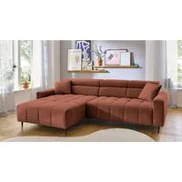 Massivart® Ecksofa Cord 256 cm / Cordsofa / Sitztiefen- & Kopfteilverstellung / SIMPLE, Nosagfederung · frei im Raum stellbar