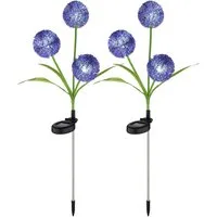 GLOBO LIGHTING LED Solarleuchte, Neutralweiß, Außenleuchte Solarlampe Gartendeko LED Pusteblume H 75 cm 2er Set
