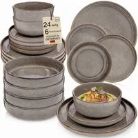 SÄNGER Tafelservice Kairo (24-tlg), 6 Personen, Steingut, Tafelservice Kairo Graphit, Handmade, VALUE COLLECTION