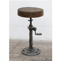 More2Home Sitzhocker CLINT, vintage-industrial, Eisen mit Wild-Ledersitz