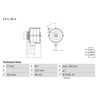 Bosch Lichtmaschine Mercedes 123 Mb T1 T1/Tn T2/L Seat Ibiza Ronda 2,4