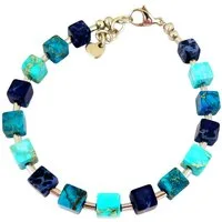 traumschmuck Armkette 213da Armband Schmuck-, Edelstein, Würfel, Jaspis, blau (incl. Schmuckbox), handgefertigt, Made in Germany