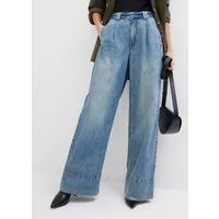 bonprix Weite Jeans hoher Bund, lockere Passform, aus Baumwolle und Lyocell