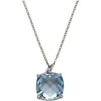 Zeeme Kette mit Anhänger Silber 925 rhodiniert 45cm lang mit Blautopas (beh)