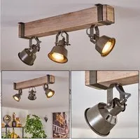 hofstein Deckenleuchte moderne Deckenlampe aus Metall/Holz in Grün-Grau/Natur, ohne Leuchtmittel, Deckenleuchte mit verstellbaren Schirmen, 3 x GU10 ohne Leuchtmittel