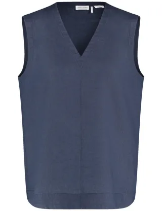 GERRY WEBER Collection - Ärmellose Leinenbluse blau - Gr. - 36