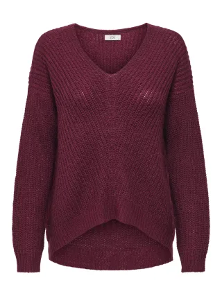 JDY - JDYNEW MEGAN L/S PULLOVER KNT NOOS Cabernet - Gr. - XL