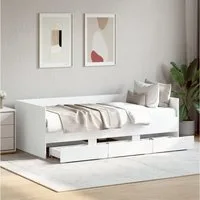 furnicato Bett Weißes Tagesbett mit Schubladen 203x93x65 cm aus Holzwerkstoff (1-tlg), Stabiles Sofa-Bett mit 3 Rollschubladen für das Schlafzimmer