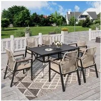 PHI VILLA Garten-Essgruppe, (Gartenmöbel Set Outdoor Balkon Esstisch)