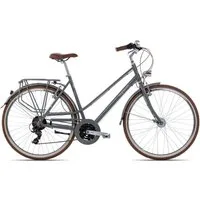 Bergrausch Trekkingrad Marlies 21, 21 Gang Shimano Tourney 21 Schaltwerk, Kettenschaltung, Cityrad Damenrad 28 Zoll tiefer Einstieg schwarz/grau