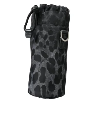 Dolce & Gabbana Schwarze Leopard Runde Schlanke Tragetasche mit Flascheneinsatz