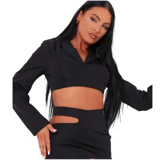 Missy Empire - Kurzer Blazer für Damen, Polyester (Schwarz)