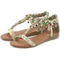 LASCANA Sommerschuh, Sandalette, offener Schuh, Sandale mit Schmuckkettchen und Schmucksteinen im Festival-Look VEGAN