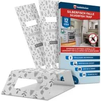 Veddelholzer Klebefalle XXL teilbare Silberfischfalle mit Köder Lockstoff 12 Stück Klebefallen, Silberfische & Papierfische bekämpfen Giftfrei