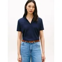 Tommy Hilfiger Poloshirt LYOCELL PIQUE OPEN-NK SS POLO mit kleinem Logo-Stick