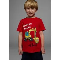 KIDSWORLD T-Shirt Mit Bagger-Druck Kurzarm, mit peppigem Druck, mit Rippbündchen am Ausschnitt