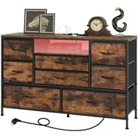 Woltu Kommode (1 St), mit 8 Schubladen, Metallrahmen, Mit Led-Licht, Vintage-Stil