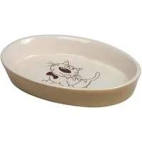 Nobby Futternapf Katzen Keramik Schale oval hellbraun/beige