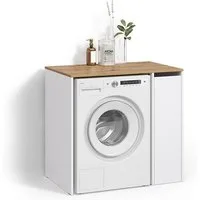 Livinity® Waschmaschinenumbauschrank Paolina, Weiß/Artisan, 93.6 x 88.2 cm mit Fächern und Tür (1-St)