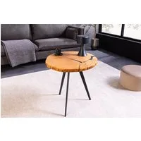 riess-ambiente Couchtisch ARBOR 55cm natur/schwarz - Eichenholz, Massiv, Metall, Scheibe, rund (Einzelartikel, 1-St), Natürlicher Beistelltisch - ideal f. Wohn- & Schlafzimmer oder TV-Ecke