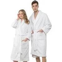 HAMMETEX Bademantel Bademantel unisex, ultraweicher & flauschiger Fleecemantel, Langform, Fleece, Schalkragen, Gürtel, ideal für Sauna & Spa, Hotelbademantel, Morgenmantel