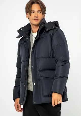 Wittchen Herren-Stepp-Daunenjacke mit Kapuze, Marineblau, Nylon
